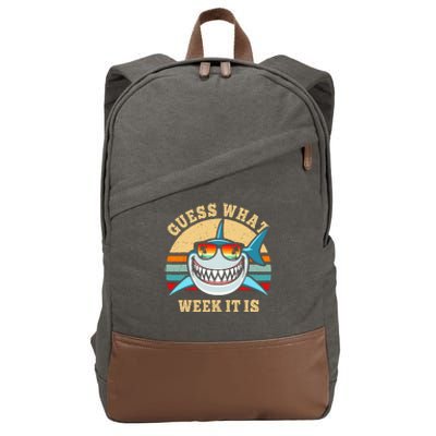 Guess What Week It Is Funny Shark Vintage Cotton Canvas Backpack