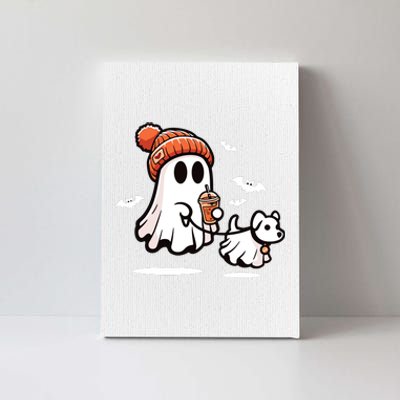 Ghost With Walking Dog Halloween Canvas