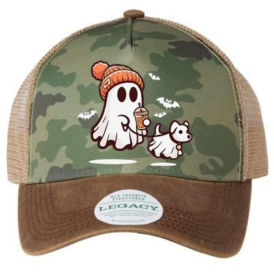 Ghost With Walking Dog Halloween Gift Legacy Tie Dye Trucker Hat