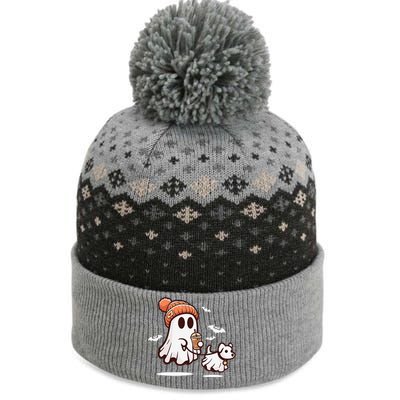 Ghost With Walking Dog Halloween Gift The Baniff Cuffed Pom Beanie