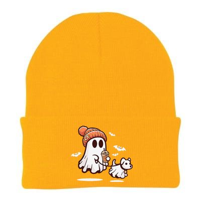 Ghost With Walking Dog Halloween Gift Knit Cap Winter Beanie