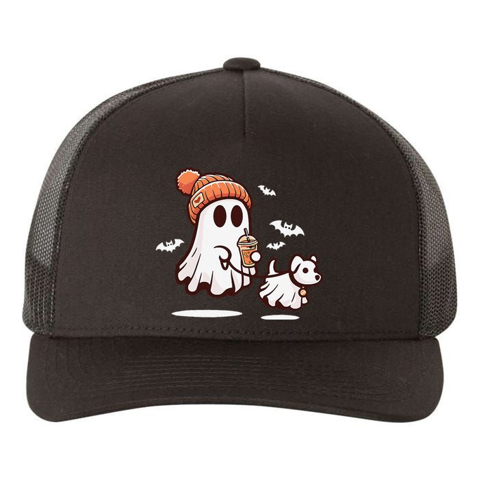 Ghost With Walking Dog Halloween Gift Yupoong Adult 5-Panel Trucker Hat