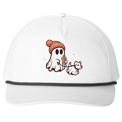 Ghost With Walking Dog Halloween Gift Snapback Five-Panel Rope Hat