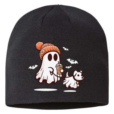 Ghost With Walking Dog Halloween Gift Sustainable Beanie