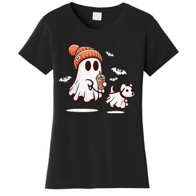 Ghost With Walking Dog Halloween Gift Women's T-Shirt