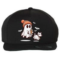 Ghost With Walking Dog Halloween Gift Wool Snapback Cap