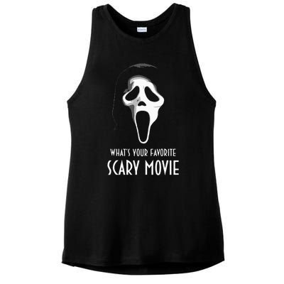 Ghostface Whats Your Favorite Scary Movie Halloween Ladies PosiCharge Tri-Blend Wicking Tank