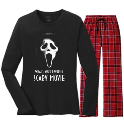 Ghostface Whats Your Favorite Scary Movie Halloween Women's Long Sleeve Flannel Pajama Set 