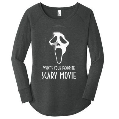 Ghostface Whats Your Favorite Scary Movie Halloween Women's Perfect Tri Tunic Long Sleeve Shirt