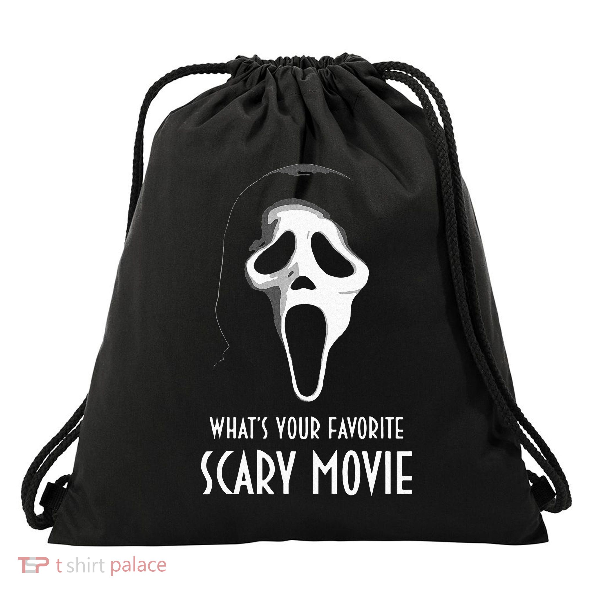 Ghostface Whats Your Favorite Scary Movie Halloween Drawstring Bag
