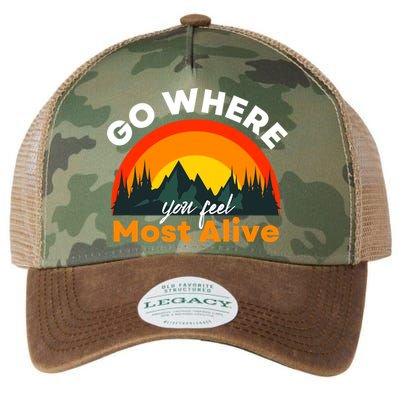 Go Where You Feel Most Alive Sunset Nature Legacy Tie Dye Trucker Hat