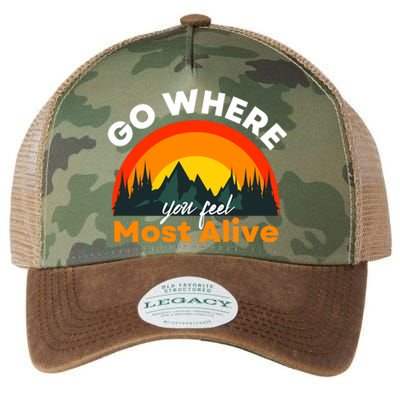 Go Where You Feel Most Alive Sunset Nature Legacy Tie Dye Trucker Hat