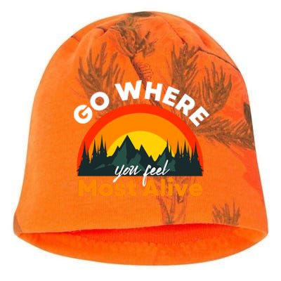 Go Where You Feel Most Alive Sunset Nature Kati - Camo Knit Beanie