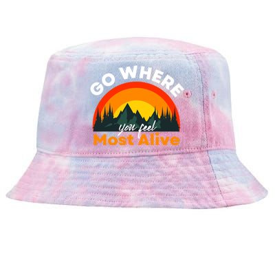 Go Where You Feel Most Alive Sunset Nature Tie-Dyed Bucket Hat