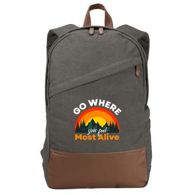 Go Where You Feel Most Alive Sunset Nature Cotton Canvas Backpack