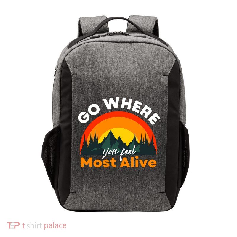 Go Where You Feel Most Alive Sunset Nature Vector Backpack