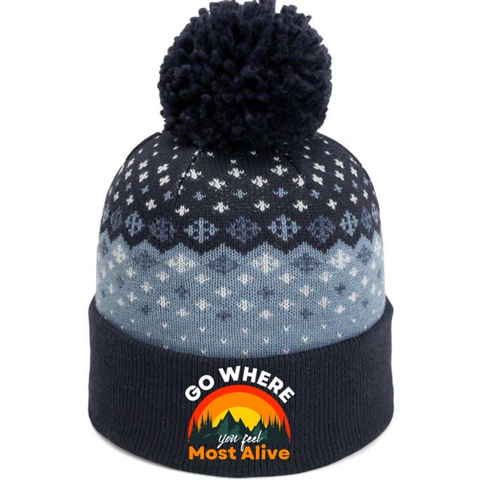 Go Where You Feel Most Alive Sunset Nature The Baniff Cuffed Pom Beanie