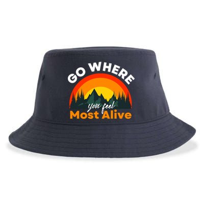 Go Where You Feel Most Alive Sunset Nature Sustainable Bucket Hat