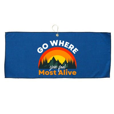 Go Where You Feel Most Alive Sunset Nature Large Microfiber Waffle Golf Towel