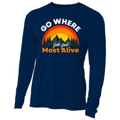 Go Where You Feel Most Alive Sunset Nature Cooling Performance Long Sleeve Crew