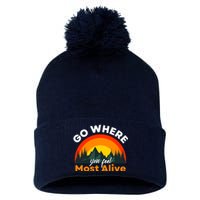 Go Where You Feel Most Alive Sunset Nature Pom Pom 12in Knit Beanie