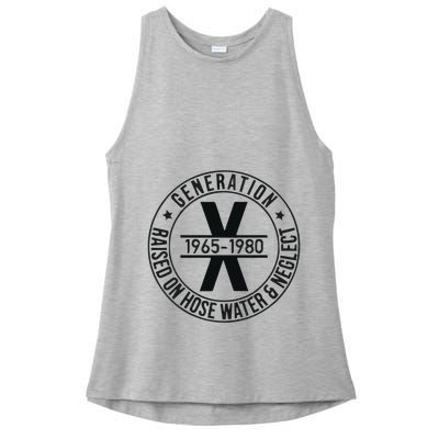 Generation X 1965 1980 Raised On Hose Water And Neglect Ladies PosiCharge Tri-Blend Wicking Tank