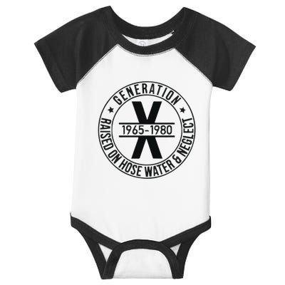 Generation X 1965 1980 Raised On Hose Water And Neglect Infant Baby Jersey Bodysuit