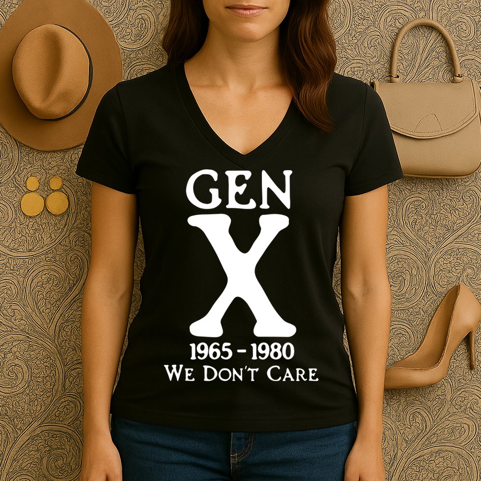 Gen X 1965 1980 We DonT Care Women's V-Neck T-Shirt