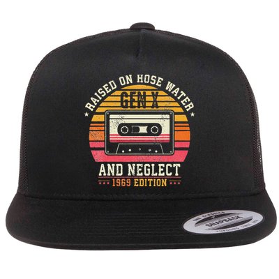 Gen X 1969 Edition Raised On Hose Water And Neglect Flat Bill Trucker Hat