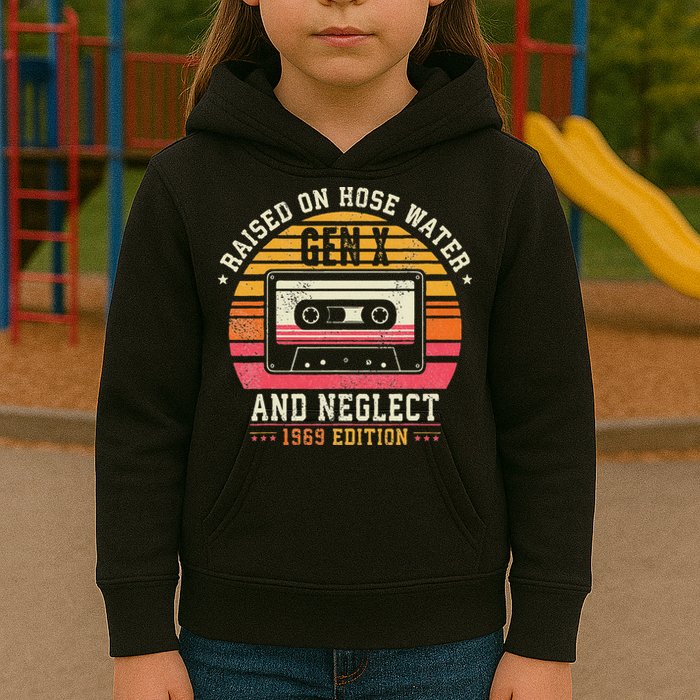 Gen X 1969 Edition Raised On Hose Water And Neglect Kids Hoodie