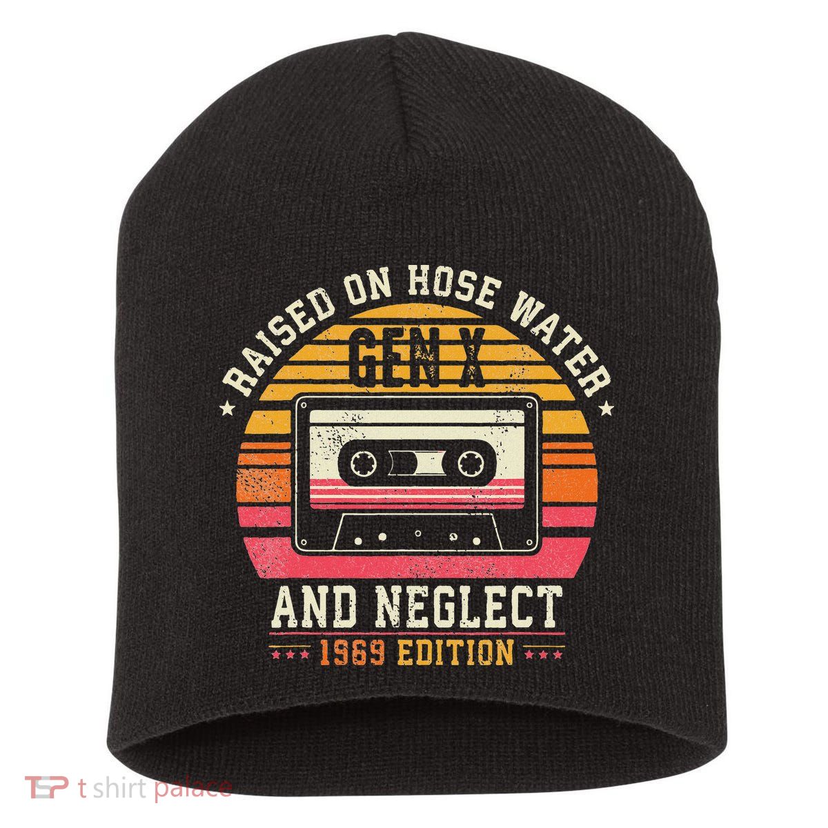 Gen X 1969 Edition Raised On Hose Water And Neglect Short Acrylic Beanie