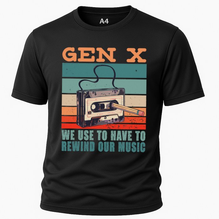 Gen X Cassette Tape Pencil Retro Music Cooling Performance Crew T-Shirt