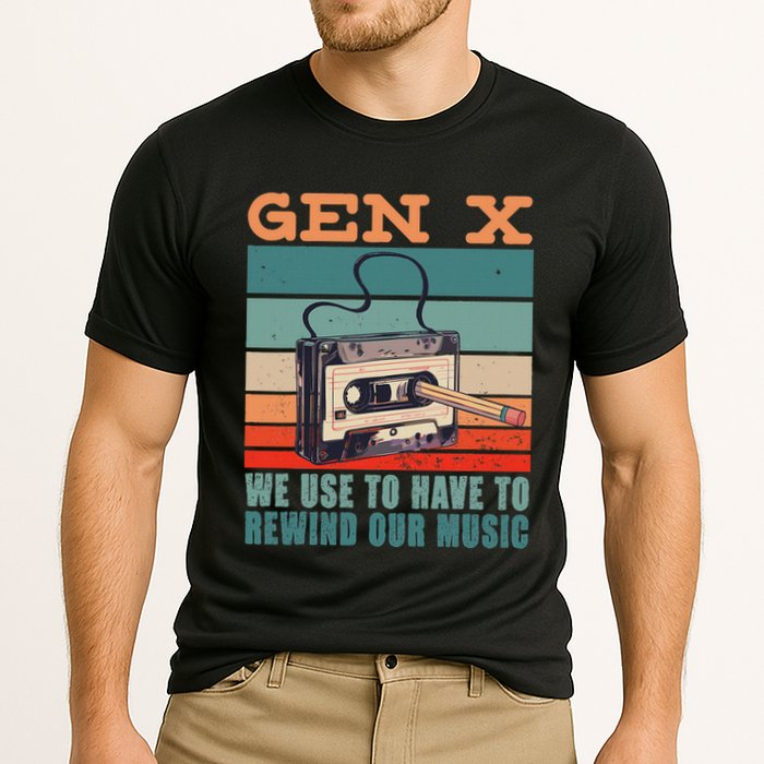 Gen X Cassette Tape Pencil Retro Music Cooling Performance Crew T-Shirt