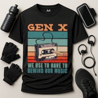 Gen X Cassette Tape Pencil Retro Music Cooling Performance Crew T-Shirt