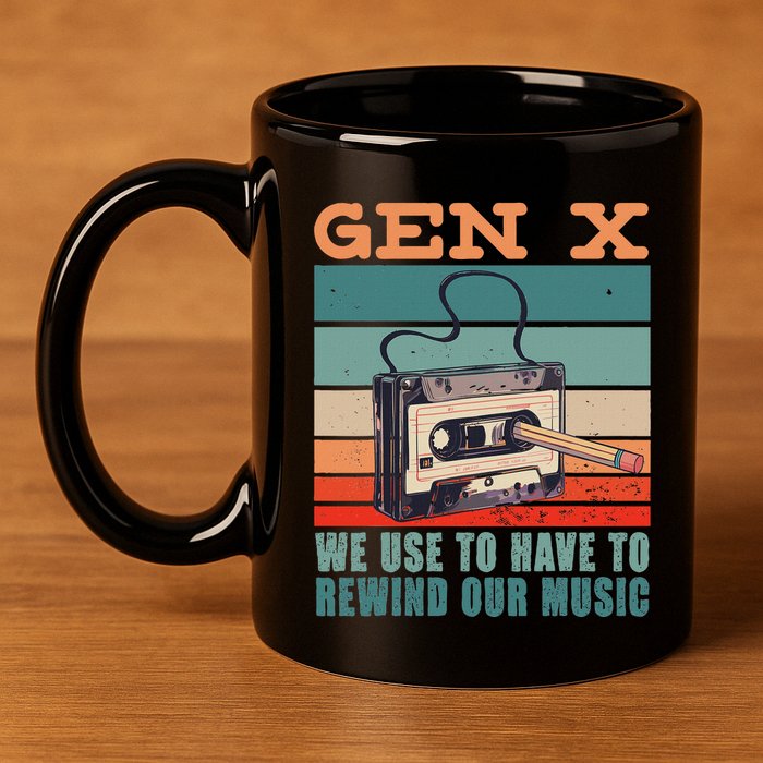 Gen X Cassette Tape Pencil Retro Music 11oz C Handle Ceramic Mug