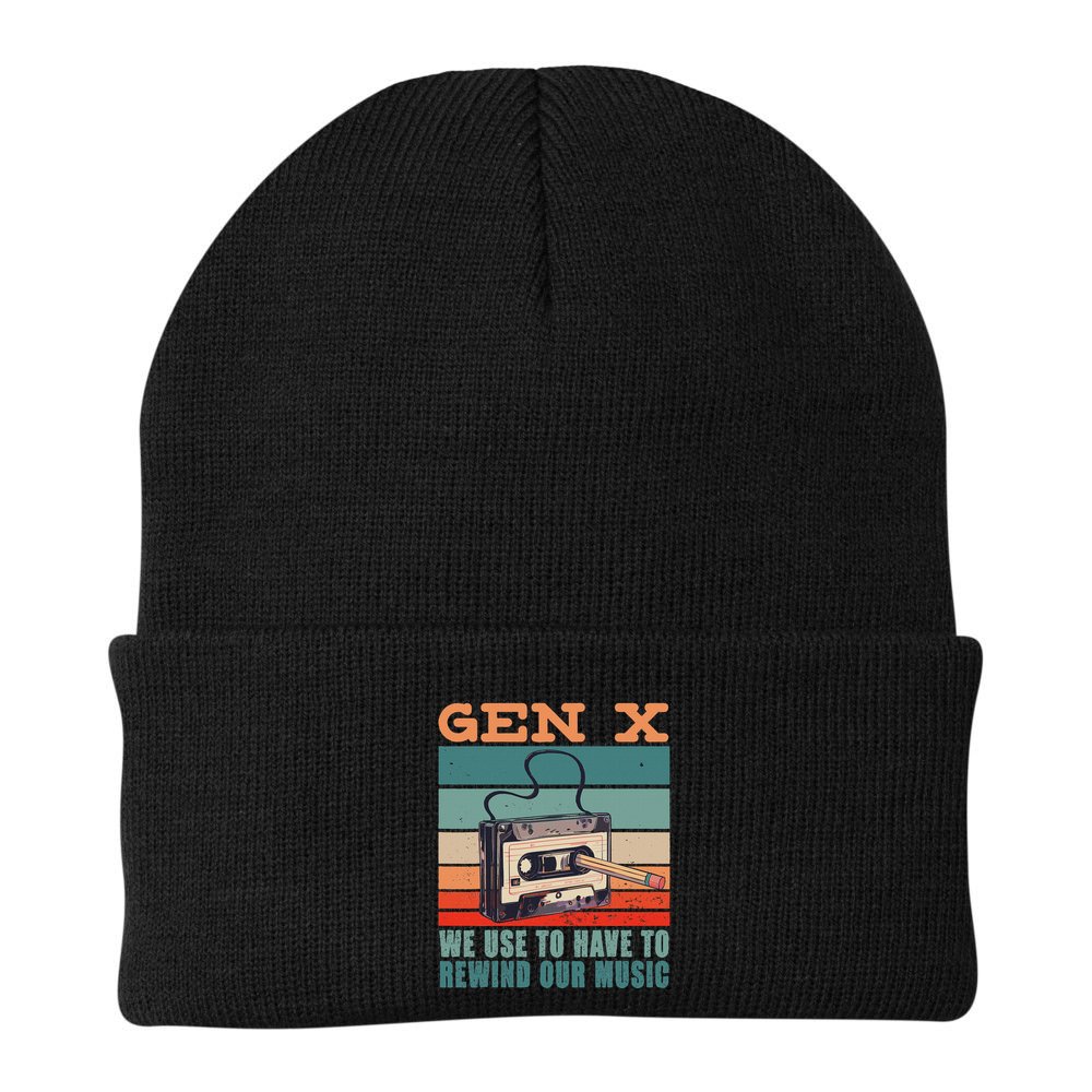 Gen X Cassette Tape Pencil Retro Music Beanie