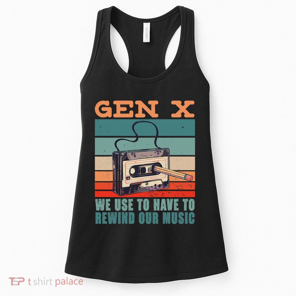 Gen X Cassette Tape Pencil Retro Music Womens Tank Top