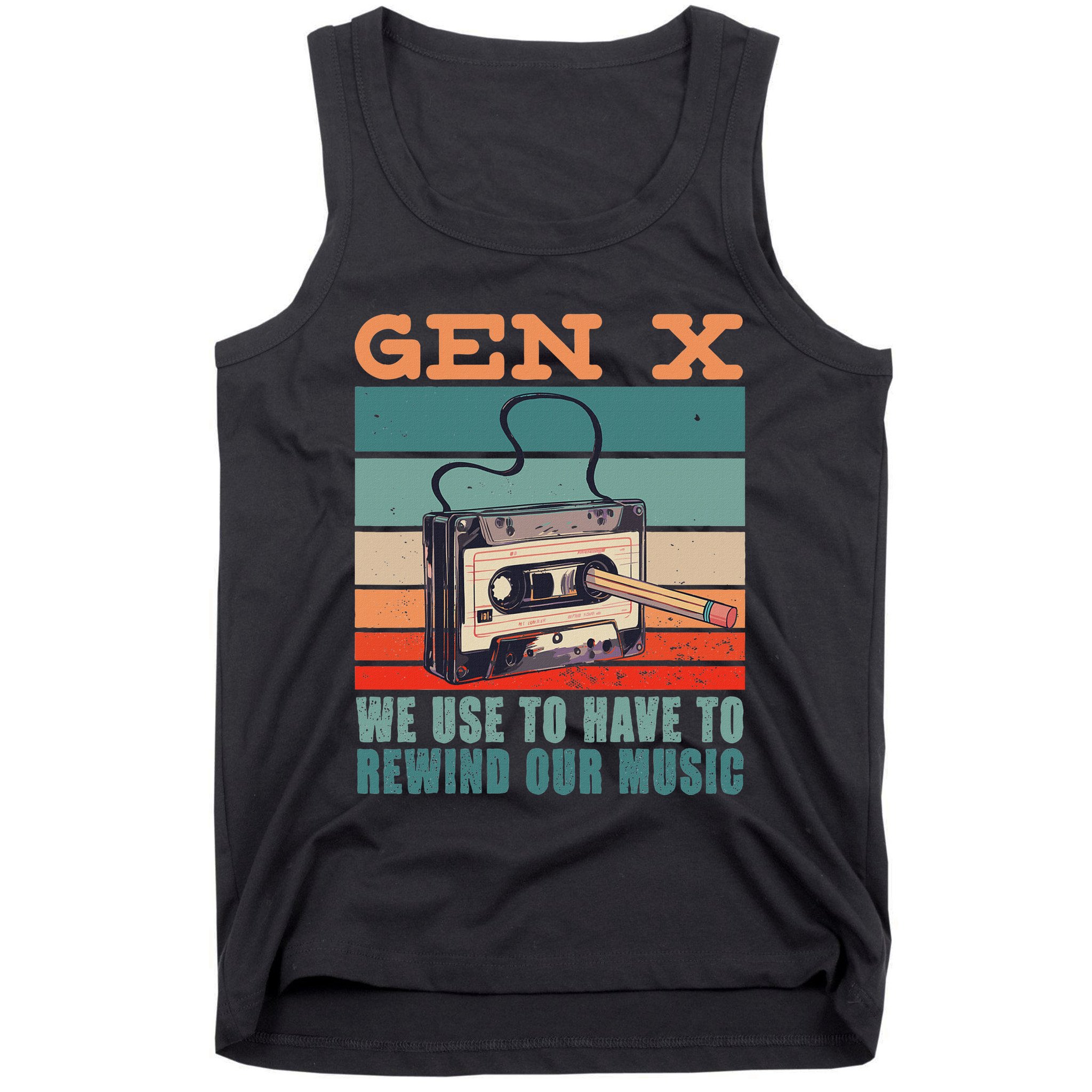 Gen X Cassette Tape Pencil Retro Music Tank Top