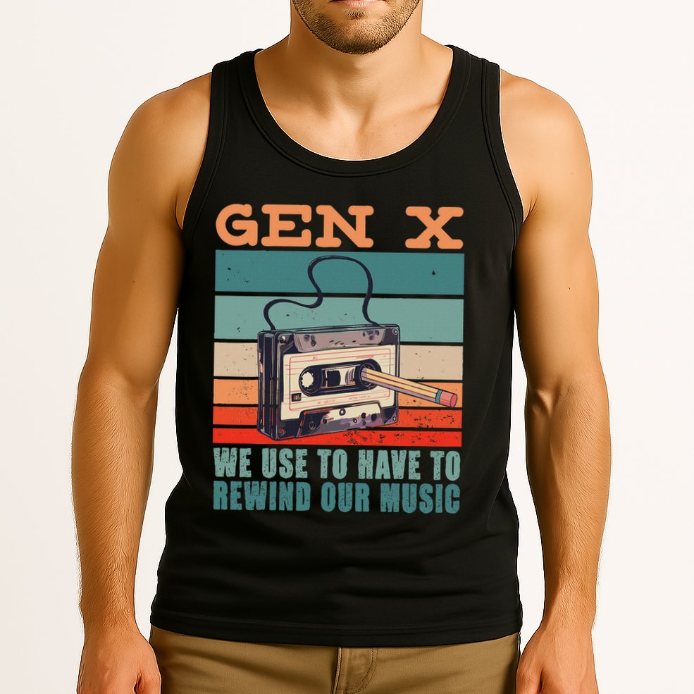 Gen X Cassette Tape Pencil Retro Music Tank Top