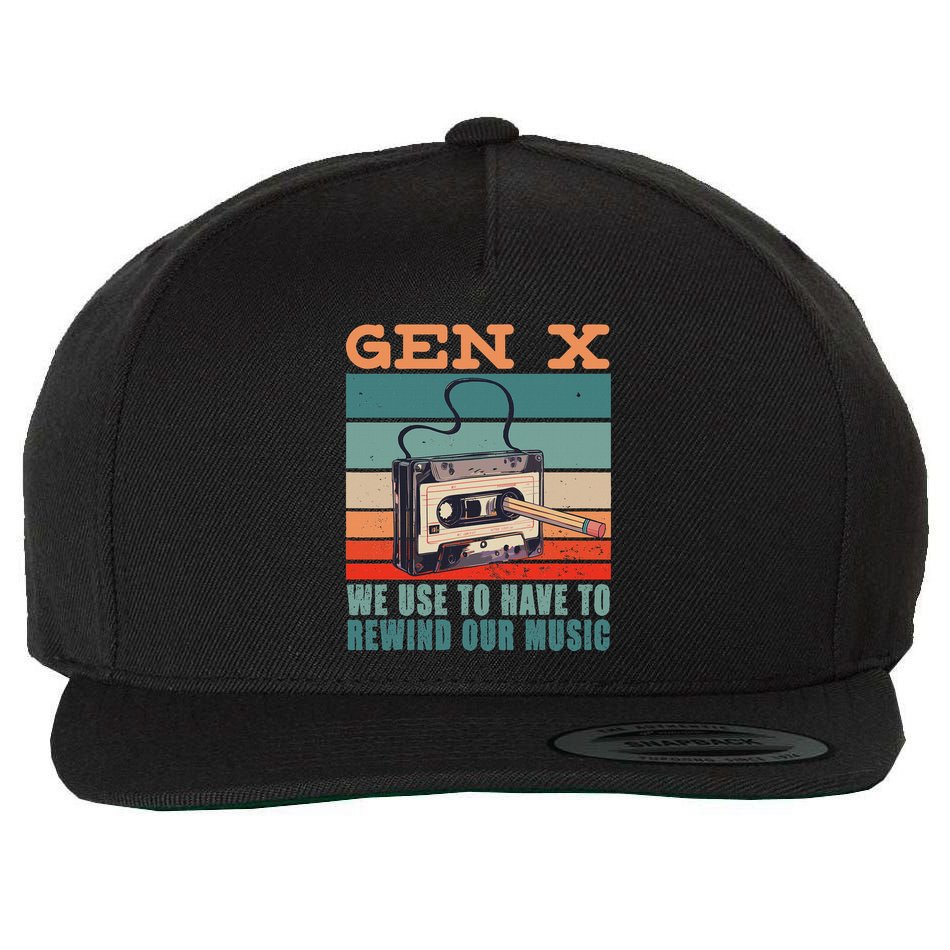 Gen X Cassette Tape Pencil Retro Music Wool Snapback Cap