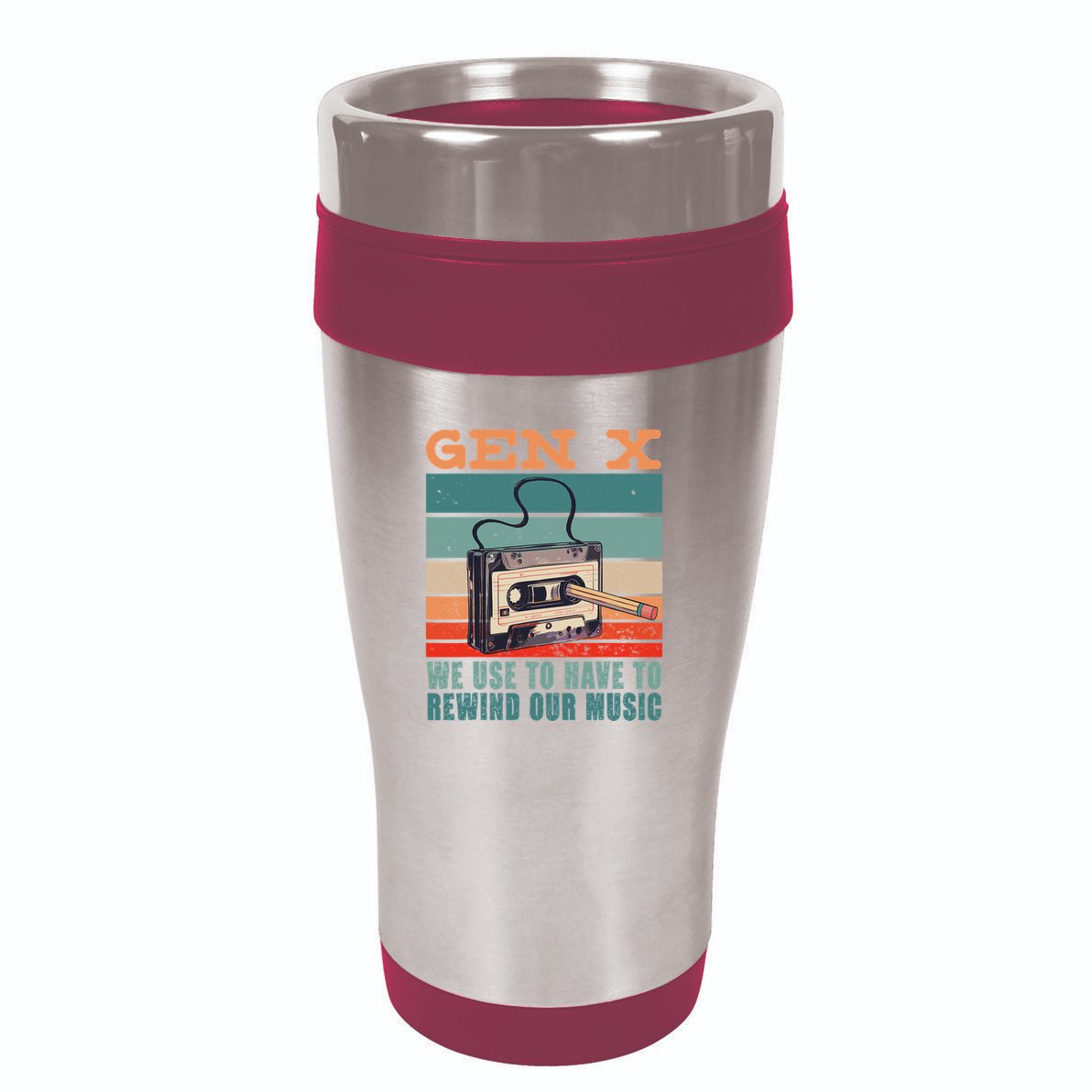 Gen X Cassette Tape Pencil Retro Music 16oz Travel Tumbler