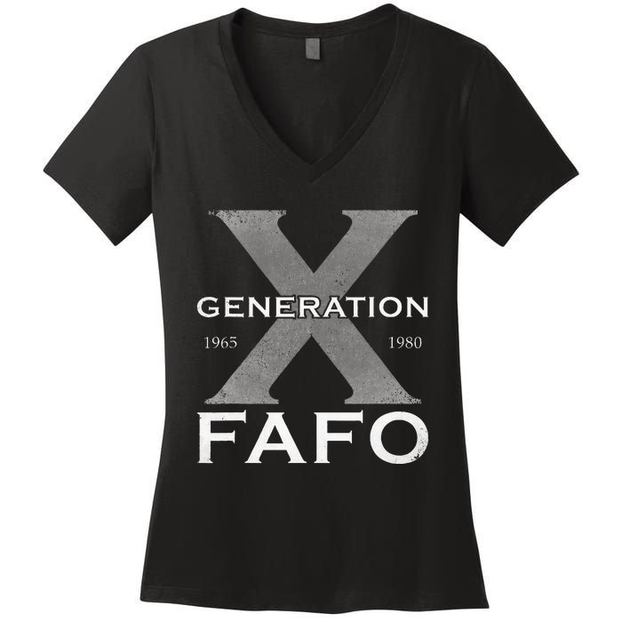 Generation X Funny Fafo 60s 70s Gen Xers Sarcastic Gen X Women's V-Neck T-Shirt