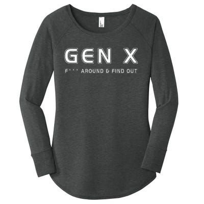 Gen X F Around & Find Out Funny Humor Generation X Retro Women's Perfect Tri Tunic Long Sleeve Shirt