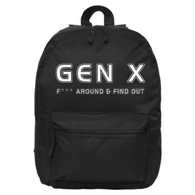 Gen X F Around & Find Out Funny Humor Generation X Retro 16 in Basic Backpack