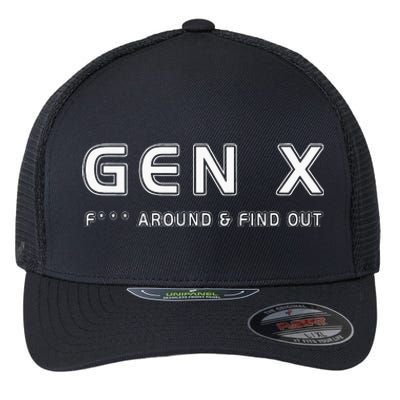 Gen X F Around & Find Out Funny Humor Generation X Retro Flexfit Unipanel Trucker Cap