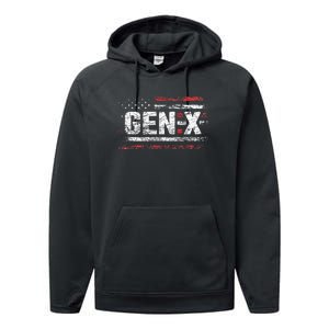 Generation X Gen Xer Gen X American Flag Gen X Performance Fleece Hoodie