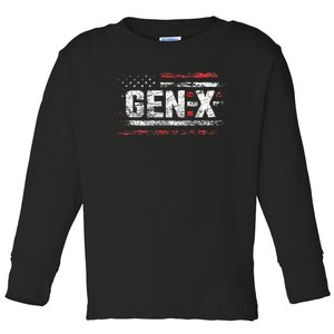 Generation X Gen Xer Gen X American Flag Gen X Toddler Long Sleeve Shirt