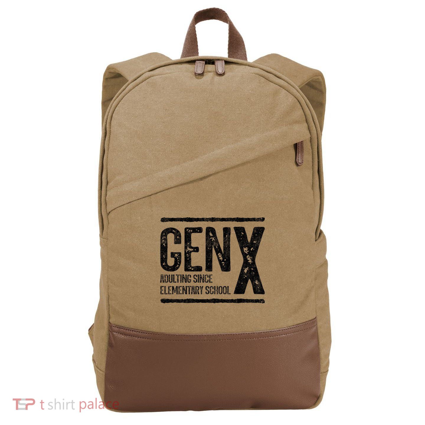 Generation X Gen X Adulting Since Elementary School Cotton Canvas Backpack
