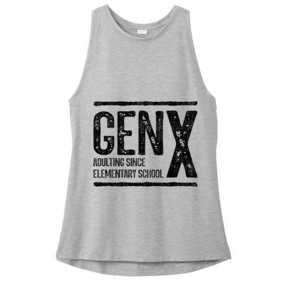 Generation X Gen X Adulting Since Elementary School Ladies PosiCharge Tri-Blend Wicking Tank