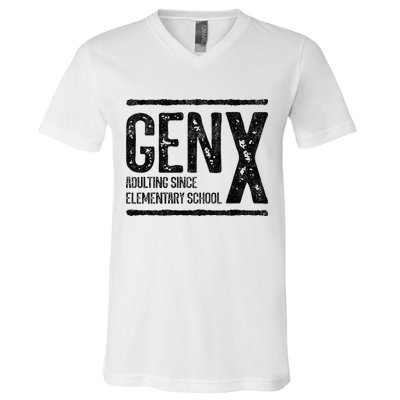 Generation X Gen X Adulting Since Elementary School V-Neck T-Shirt